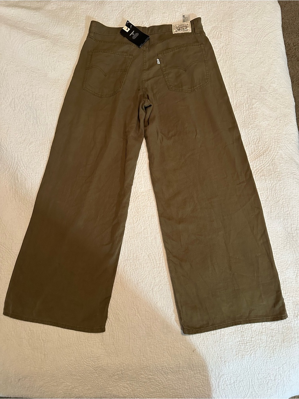 Levi’s XL Straight Lightweight Linen Wide Leg Olive Green Pants 30 NWT - Picture 3 of 9